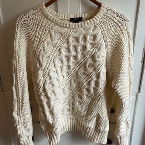 J Crew Diagonal Cable Knit Crewneck Sweater
